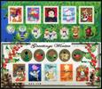 Briefmarken Japan Winter Grußmarken Schneemann Engel Musik Eisbär Musik 4125-4134 MNH -