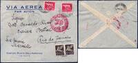 Briefmarken Katapult 1937 Italien Brief Triest Rom Marseille Rio de Janeiro Catapult 511/925 -