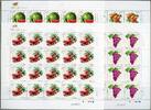 Briefmarken China PRC 2016-18 Obst II Wein Wassermelone Litschi Aprikose 4810-4813 Bogen MNH -