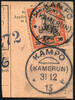 Briefmarken 1913 Kamerun Michel 12 ° Kampo 31.12.13 Postanweisungsausschnitt / 66