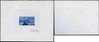 Briefmarken Afar und Issa Reliefkarte Berge Küste Blau Artist Sunken Die Proof Signed -