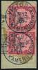 Briefmarken Kamerun 1909 Michel 15 Paar ° Victoria 3/12/09 Paketkartenabschnitt / 95 -