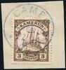 Briefmarken 1909 Kamerun Michel 7 ° Campo BLAU 27/3/09 Briefstück Luxus / 25