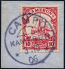 Briefmarken 10 v. Chr. Kamerun 1906 Michel 9 ° Campo Blauschwarz 3/10/06 Briefstück Luxus / 68