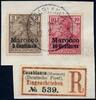 Briefmarken DP Marokko Michel 7+9 ° Casablanca 17/2/02 Type 1 Luxus Reko-Briefstück/ 75 -