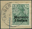 Briefmarken DP Marokko Michel 8 II Germania Briefstück ° Tanger Tadellos / 47 -