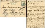 Briefmarken 1901 DP China Petschili-Postkarte Yacht Kiautschou 20.5.01 Peking Breslau / 48