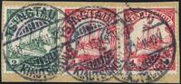 Briefmarken Kiautschou 1913 Michel 29-30 Briefstück ° Tsingtau 10/1/13 / 69 -
