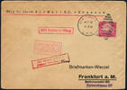 Stamps Catapult USA New York Cover from SS Bremen Frankfurt Germany Katapult / 713 -