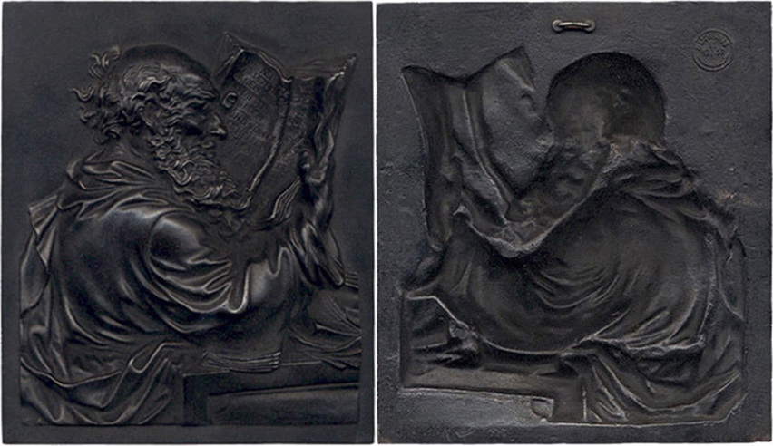 Buderus Kunstguss Eisen Relief "Der Gelehrte" von Leonhard Posch 