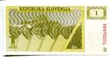 Slowenien, 1 Tolar (1990), Geldschein, Banknote, UNC