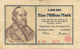 Württemberg, Reutlingen - Stadt, 1 Mio. Mark 23.8.1923, etwas fleckig, ss