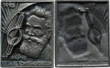 Buderus-Jahresgabe, Gußplakette v. Wolfgang Fremuth „Wilhelm Conrad Röntgen“ -