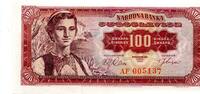 Jugoslawien, 100 Dinara Geldschein, Banknote, -