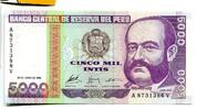 Peru 5.000 Intis 1988, Geldschein, Banknote, UNC 2,00 EUR  zzgl. 6,00 EUR Versand