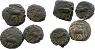 Nagas von Narwar - Indien, Bronze, 8 Exemplare, Höckerrind n. l.//Brahmi-Legende: Maharaja Sri Ga in Kurzform, -