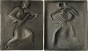 Buderus-Eisenguß, Gußrelief v. Heinrich Moshage, (1896-1968) Geigenspielerin, -