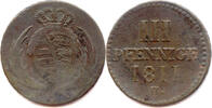 Sachsen, 3 Pfennige Friedrich August III. (I.), 1763-1806-1827, -