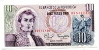 Kolumbien, 10 Pesos Oro 1980, Geldschein, Banknote, UNC 1,80 EUR  zzgl. 6,00 EUR Versand