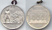 Paulus/Rom Alu-Medaille, sign. S. I. (Frankreich E. 19. Jh.) Enthauptung des Paulus/S. Paolo alle tre fontane, Rom -