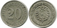 Deutsches Reich: Kaiserreich, 20 Pfennig 1887 D, vz- 24,00 EUR  zzgl. 6,00 EUR Versand