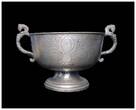 Medieval & later artifacts  Rare North German pewter bowl w handles, East Frisia, c. 1740
