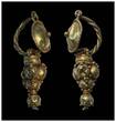 Ancient art  Substantial Roman Gold shield and grape pendant earring c. 2nd.cent AD