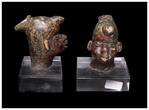 Ancient art  Beautiful painted ceramic head of a Colima figure, c. 300 BC
