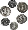 Medieval & later coins India. Lot of 6 choice ancient Greek - Indian silver drachm coins, 100-700 AD (6) -