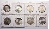 Modern coins Vatican city / Papal state: Coll. of large silver 500 Lire coins 1929-1950, 8 pcs. in Nice VF-EF! -