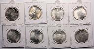 Modern coins Vatican city / Papal state: Coll. of large silver 500 Lire coins 1969-1976, 8 pcs. in Unc-MS -