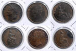Modern coins England / Great Brittain: Lot of 4 high quality early milled farthings, 1826-1861! -