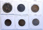 Modern coins England / Great Brittain: Lot of 5 high quality early milled cobber coins, 1797-1925! -