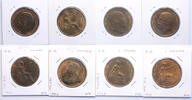 Modern coins England / Great Brittain: Lot of 4 high quality early cobber penny coins, 1900-1013 - EF! -