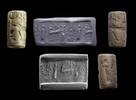 Ancient art Beautiful Neo-Assyrian cylinder seal w Capricorn, 9th.-7th. cent. BC -