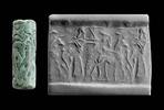 Ancient art Rare large glazed stone Assyrian cylinder seal, later 2nd millenium -