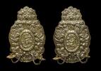 Medieval & later artifacts Noble Pair of  house German gilt brass shield wall sconces, 17th. cent.