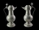 Medieval & later artifacts  Pair of XL important pewter Wine jugs, Marburg, Germany 1740!