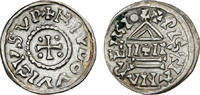 Medieval & later coins Carolingian Empire: Rare switzerland silver denarius of the Louis the pious Religio type, 9th. century AD -