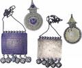 Medieval & later coins Pair of large silver and lapis Islamic pectoral necklaces -