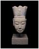 Asian art Chinese crowned male sandstone head of a Bodhisattva, c. 800-1200 AD -