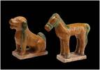 Asian art A fine pair of Tomb pottery Figures of a dog & horse Ming Dynasty -