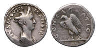 Ancient coins Roman Imperial: Lovely Diva Matidia. Died AD 119. AR Denarius, ultra rare - Nice VF -