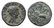 Ancient coins BITHYNIA, Nicaea. Gallienus. AD 253-268. Ã 24 mm. bronze w Dionysos seated left in quadriga of elephants. -