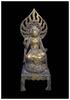 Asian art Archaistic Chinese gilt bronze figure of bodhisattva seated on throne -