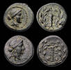 Ancient coins Greek coins: LYDIA, Sardes. Circa 133 BC-AD 14 Lot of two bronze coins with Club in wreath EF! -