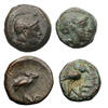 Ancient coins Greek coins: AEOLIS, Neonteichos. 3rd-2nd centuries BC. AE bronze coins with Athena/Owls (2) -