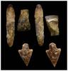 Ancient art Nice lot of three Danish Neolithic dagger, axe and arrow point 2000 BC -