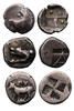 Ancient coins Lot of three choice Greek Late archaic silver coins with Incuse, Hemidrachms and diobol -