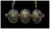 Medieval & later artifacts Rare Early 3-head Nagaland Headhunters brass necklace, 19th.-20th. c. -